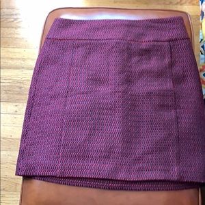 Red, purple tweed mini skirt